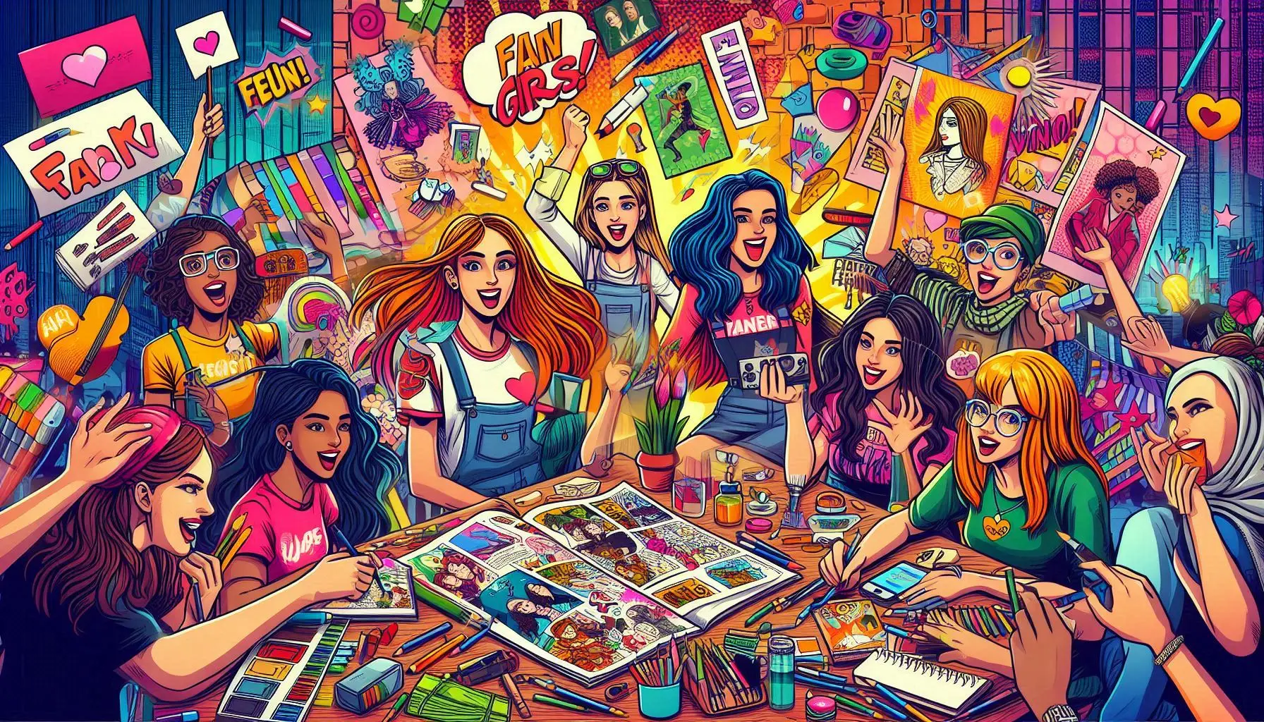 迷妹漫畫團隊工作場景